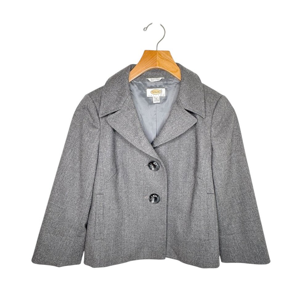 Talbots Gray Wool Flannel Cropped Jacket
